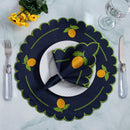 Kit 24 Pçs 12 Lugares Mesa Posta Sousplat Jogo Americano Limão Siciliano Bordado