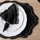 Kit 24 Pçs 12 Lugares Mesa Posta Sousplat Jogo Americano Realeza Bordado Dourado