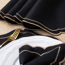 Kit 24 Pçs 12 Lugares Mesa Posta Sousplat Jogo Americano Realeza Bordado Dourado