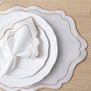 Kit 24 Pçs 12 Lugares Mesa Posta Sousplat Jogo Americano Realeza Bordado Dourado