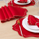 Kit 24 Pçs 12 Lugares Mesa Posta Sousplat Jogo Americano Realeza Bordado Dourado