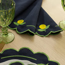 Kit 24 Pçs 12 Lugares Mesa Posta Sousplat Jogo Americano Limão Siciliano Bordado