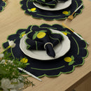 Kit 24 Pçs 12 Lugares Mesa Posta Sousplat Jogo Americano Limão Siciliano Bordado