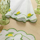 Kit 24 Pçs 12 Lugares Mesa Posta Sousplat Jogo Americano Limão Siciliano Bordado