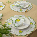 Kit 24 Pçs 12 Lugares Mesa Posta Sousplat Jogo Americano Limão Siciliano Bordado