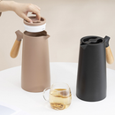 Garrafa Térmica Nórdica 1 Litro Café e Chá Bule Cabo Madeira Botão Mantém Temperatura Wood Luxo