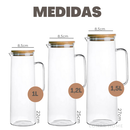 Jarra De Vidro 1 Litro Com Tampa De Bambu Hermética Garrafa de Suco