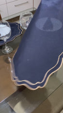 Kit 24 Pçs 12 Lugares Mesa Posta Sousplat Jogo Americano Realeza Bordado Dourado