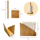 Kit Bambu Porta Guardanapo + Suporte de Papel Toalha Grande para Mesa Bancada Cozinha