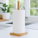 Kit Bambu Porta Guardanapo + Suporte de Papel Toalha Grande para Mesa Bancada Cozinha
