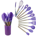 Kit Utensílios de Cozinha em Silicone 12 Peças com Suporte